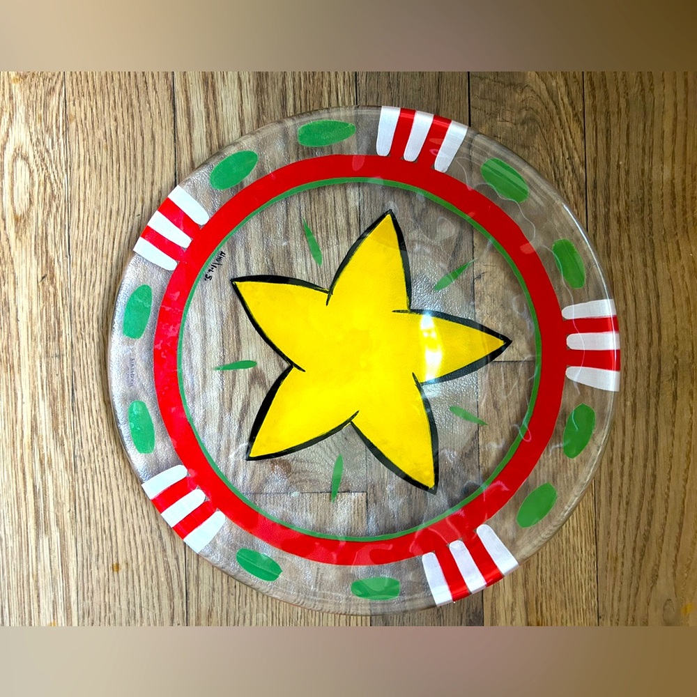 Kosta Boda Art Glass Star Platter Plate Signed Ulrica Hyman Vallien 13"